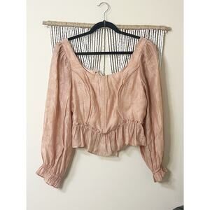 Storia NWT Puff Sleeve Peach Floral Corset Blouse XL